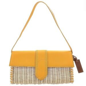 Le Bambino Long Osier Shoulder Bag in Yellow Jacquemus